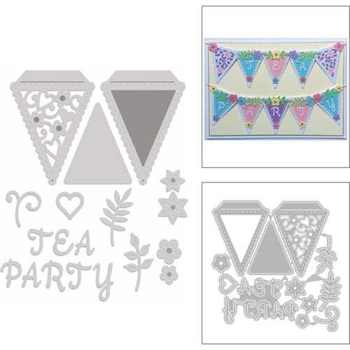 2020 New Sentiment Words Tea Party Metal Cutting Dies and Banner Flag Die Cut Scrapbooking For Crafts Card Making No Stamps Sets