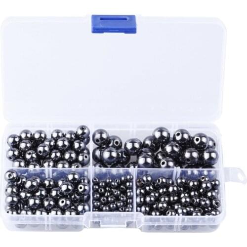 Black Hematite Loose Beads Nonmagnetic Round Stone Mala Beads Value Box Set 300Pcs Per Box for Jewelry Making