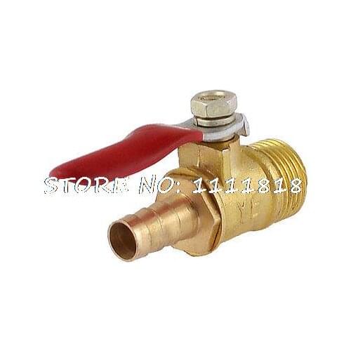 8mm Hose Barb to 3/8" PT Male Thread Brass Inline Ball Valve Fuel Shut Off