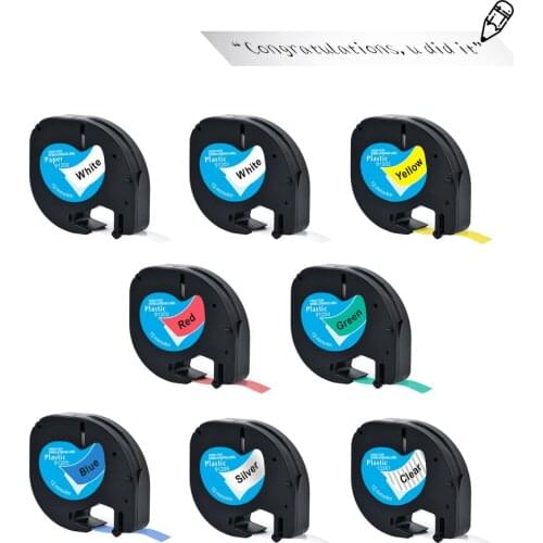 91201 compatível para dymo letratag fita plástica 12mm * 4m preto no branco lt 91331 91330 18769 18771 para LT-100T etiqueta fab