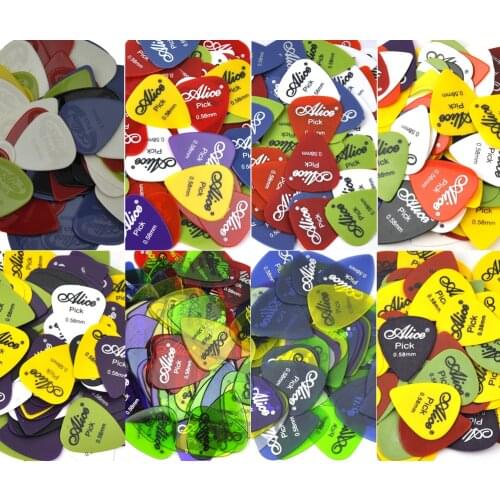 Alice 100pcs 0.58mm Guitar Picks Plectrums Assorted Colors For Acoustic Guitar