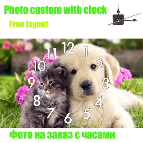 "Photo Custom With Clock Mechanism" Diamond Painting Cross Stitch Kit Full Square/ Round 5D Picture Embroidery Personal Custom