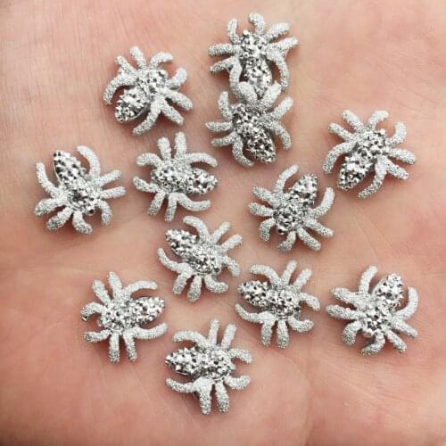 60pcs Delicate Silver Spider Flat Back Rhinestone Applique DIY Christmas Scrapbook Jewelry Stone Craft SF759*2