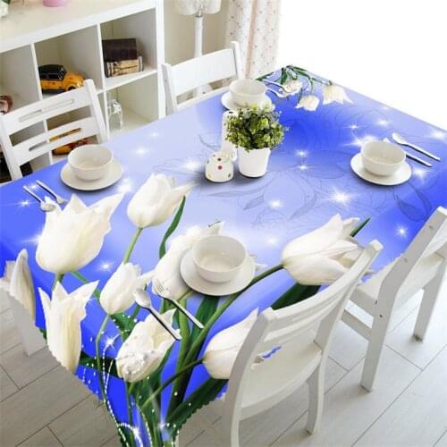 White and blue Tablecloth rectangular Waterproof Coffee party 3D Table cloth wedding Round Cabinet cover Customized Pillowcase