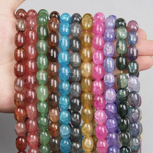 Oval Shape Cracked Stone Beads 10x14mm Natural Agates Loose Spacer Beads DIY Bracelets Earring for Women Men Jewelry Making