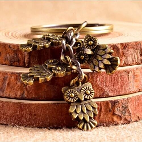 Owl keychain sleutelhanger high quality retro key chain key ring creative portachiavi chaveiro llaveros mujer