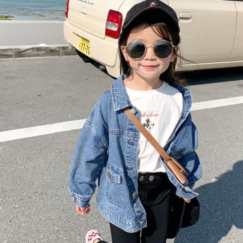 MIEMBRO Girl Denim Jacket Suits For Spring And Autumn Girls Cardigan Parka Coat Jackets Kids Clothes Outerwear Childrens Coats