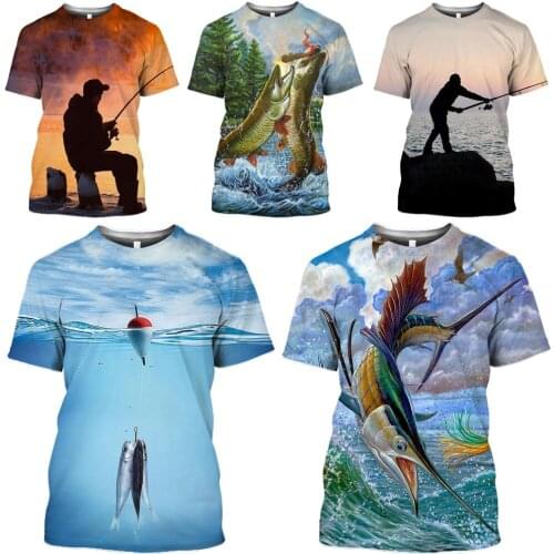 HOXIXIB River Buoy Fishing T Shirt Food Recreation Men Tshirt Women 3D Printing Animal Largemouth Bass Sports Harajuku Clothing