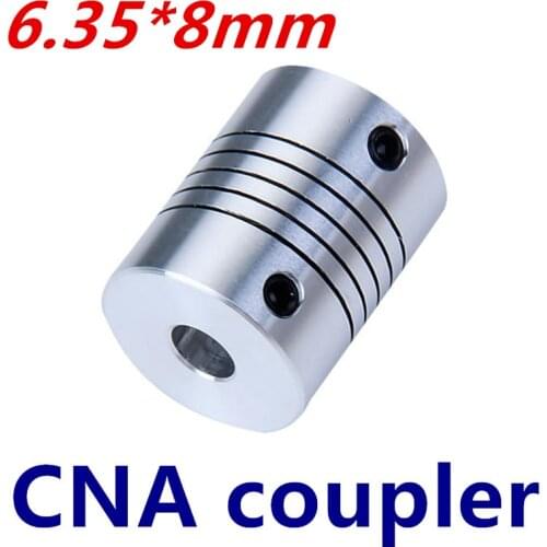 Free shipping 10 pcs/lot D19mmXL25mm inner 6.35X8mm flexible couplings Aluminium CNC Stepper Motor Flexible Shaft Coupler 6.35*8