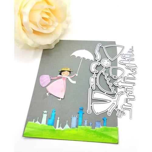 Julyarts 11Pcs Girl Umbrella Metal Cutting Die Stencil for Scrapbooking Photo Album Paper Card Making Die Metal Crafts Die Cut