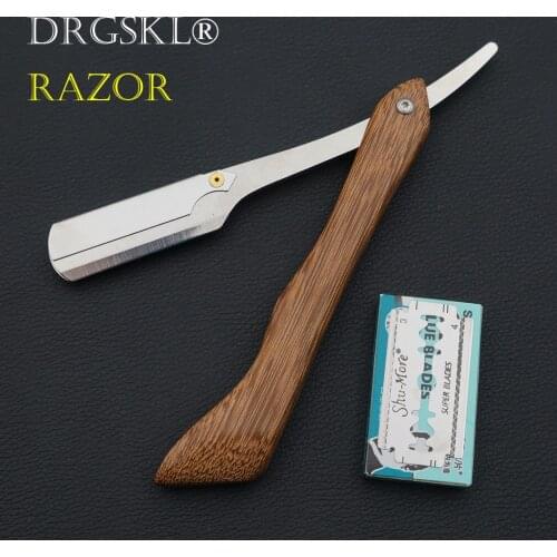 Classic mens razor sandalwood handle shaving razor replaceable blade shaver professional barbers shaving knife eyebrow razor