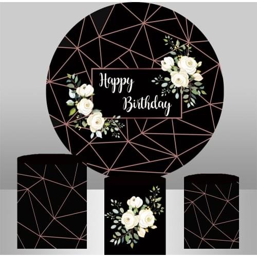Round circle background birthday candy table party decoration baby shower banner cylinder white flower elastic fabric YY-311