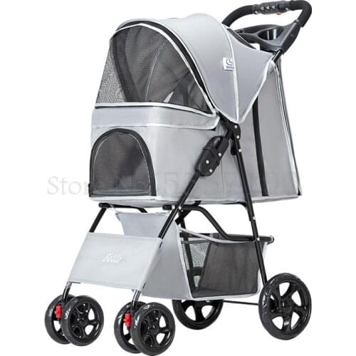 Lightweight folding pet trolley dog dog cat cat stroller baby pet car cage out car small