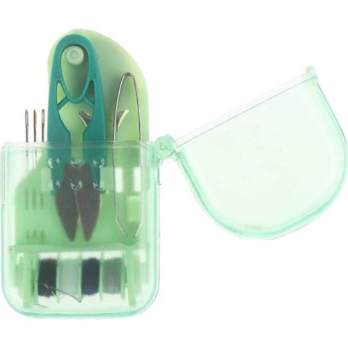 Mini Home Travel Portable Sewing Kit with Macaron Color Box Threads Needles Scissors Tweezers DIY Garment Repair Tools 85AC
