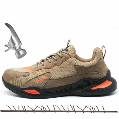 Mens Safety Shoes Men Boots Lightweight Safety Boots Steel Toe Anti-smashing Genuine Leather Work Boots Indestructible Shoes