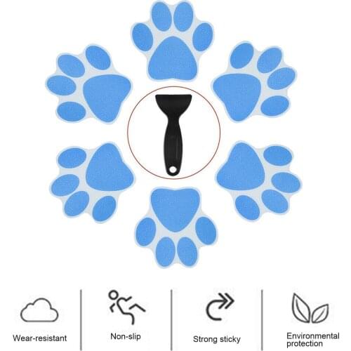6/20pcs Paw Print Anti-slip Bathroom Bath Decals Tape Appliques Adhesive Bathtub Sticker For Tub Showers Floor Pools Stair