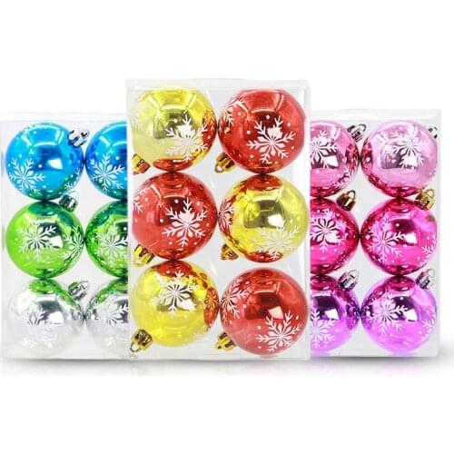 New Product Tinsel Christmas Balls Christmas Tree DecorationsChristmas Balls Snowflake Painted Christmas Tree Ornaments Gifts