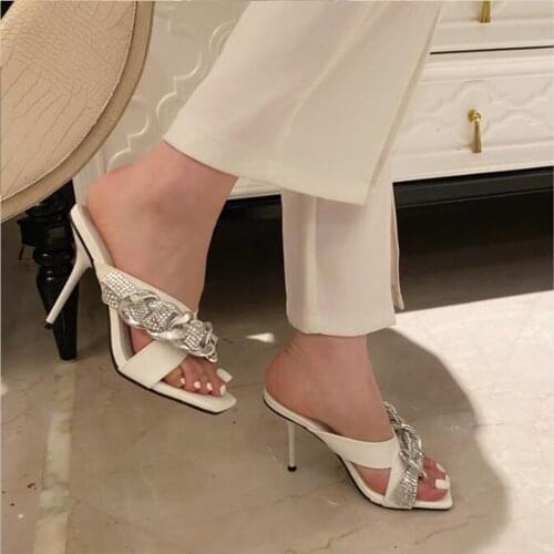 New Fashion Casual Slippers Shoes Rhinestone Flat Heels Women Sandals Size 35-42