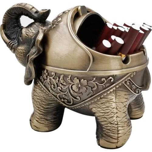 Elephant Ashtray with Lid Household Retro Large Gray Cylinder Zinc Alloy Antique Style Ashtrays ashtray cute