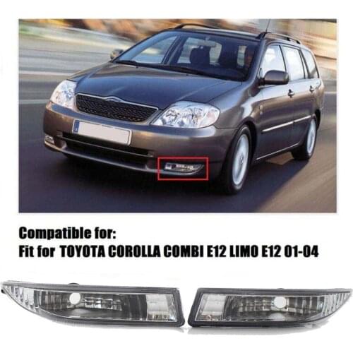 1 Pair Car Front Bumper Fog Light Transparent Lens 8122112160 8121112150 For TOYOTA COROLLA KOMBI E12 LIMO E12 2001-2004
