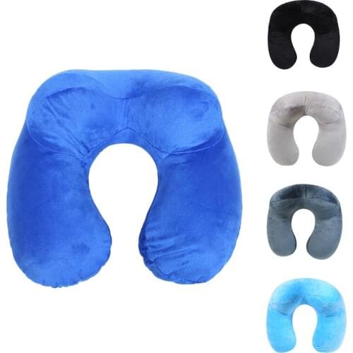 U-Shape Travel Pillow for Airplane Inflatable Neck Pillow Travel Accessories 5 Colors Comfortable Pillows for Sleep Home Textile