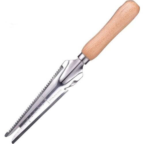 Comfort Grip Garden Knife with Solid Wood Handle, Sawtooth, Stainless Steel Garden Hand Weeder Outdoor Shovel for Transplant