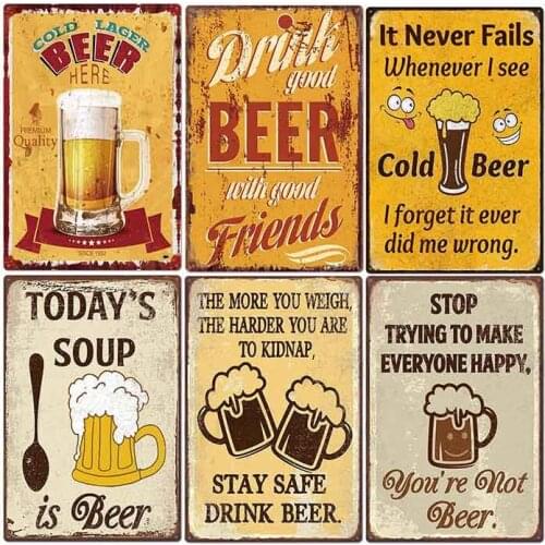 Vintage Beer Plaque Metal Tin Signs Iron Poster Paint Tin Bar Club Wall Decorative Pub Plate Home Decor 20*30cm