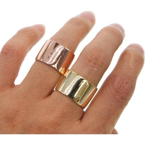 Luxury Rings Femme Engravable 925 Charm Fashion Jewelry 2 Colors Wide real 925sterling silver Customizable big simple open Ring