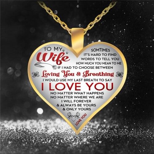 Husband To Wife Fiancee Necklace Metal Chain Epoxy Resin Love Heart Shape Pendant Necklace For Women Wedding Jewelry gift