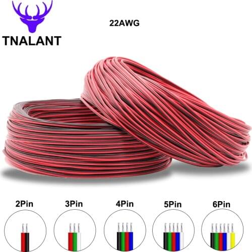 2/3/4/5/6Pin Led Strip Wire 22AWG 10m/20m/50m/100m Electrical Wire Red Black Cable For WS2812B WS2811 SK6812 5050 2835 5730