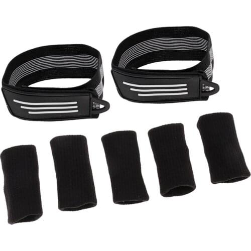 2 Pcs Cycling Bike High Elastic Pants Band with 5pcs Finger Protector