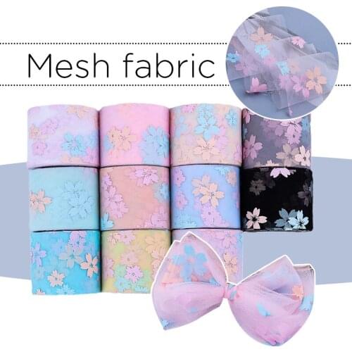 25 Yards Sakura Mesh Fabric Tulle Roll DIY Gauze Tutu Skirt Bow Poms Hairbands Clips Wedding Birthday Decoration DIY Accessory