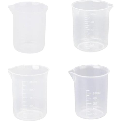 4Pcs 50/100/250/500ml Clear Transparent Lab Graduated Beaker Measuring Cup