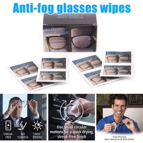 50PCS/pack Clear View Anti-Fog Wet Tissue Cleaning Wipes Great for Eyeglasses Disposable wzpi