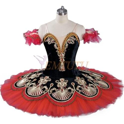 Adult black red ballet tutu Don Quixote spanish Kitri professional tutus performance professional ballet stage costumes women