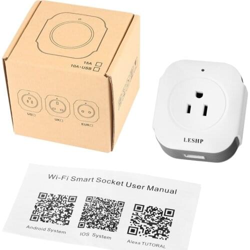 Wireless Mini Socket Smart Plug With USB Output(5V/1A) Wi-Fi Smart Switch Socket Works with for Amazon Echo And Alexa