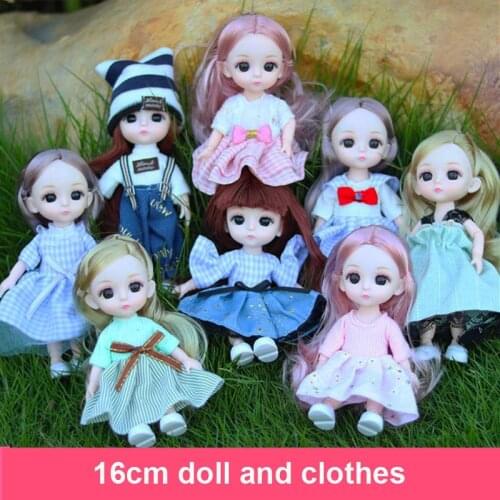 Bjd Doll 1/12 16cm 13 Joint Plastic Baby Body Fashion Casual Wear Clothes Accessories Shoes Kids Toys for Girls Dolls DIY Gift