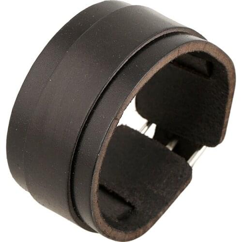 Boho Gypsy Hippie Vintage Hiphop Punk Black Leather Charm Adjustable Wrap Wide Big Double Layers Bangle Bracelet Man Unisex