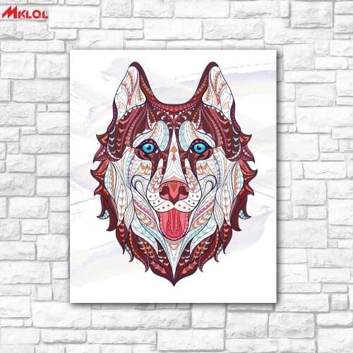 Large Wall Art wolf head Portrait Canvas Painting For Living Room Home Decoration Oil Painting On Canvas Wall Painting no fram