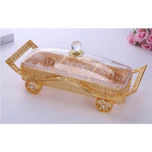 European acrylic dry fruit box and fruit plate Sealed candy tray 3-piece snack box with cover High-end luxury Home Decoration