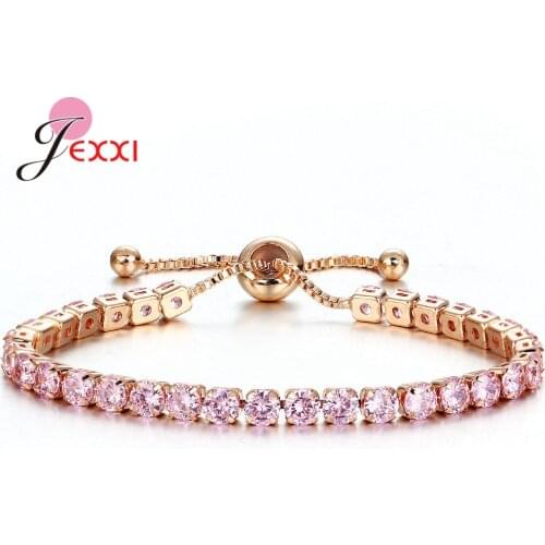 Brand 925 Sterling Silver Cubic Zirconia Tennis Bracelet & Bangles For Women Gifts New Luxury Wristband Crystal Bijoux Jewelry