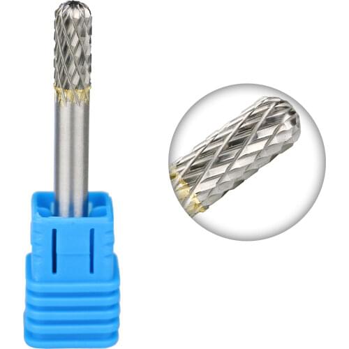 SC-1 Double Cut Tungsten Carbide Rotary Burr Bit Cylinder Radius Shape with 1/4" Shank Metal Polishing File for Die Grinder
