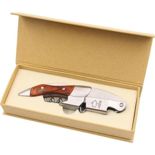 Hippocampal Red Wine Openers knife Beer Cap Can Bottle Opener Wood Handle +Stainless Steel Cork Screw MultiFunction SN3453