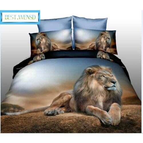 Bedclothes Hot 3d Tiger 4Pcs Bedding Set Luxury Include Bedspread+Bed Sheet+Pillowcases Housse De Couette Car-covers Beddengoed
