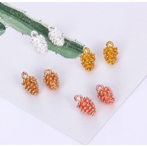 Pinecone Pendant Silver Rose Gold Antique Bronze Acorn Pine Cone Charms DIY Handmade Women Necklace Jewelry Making Accessories