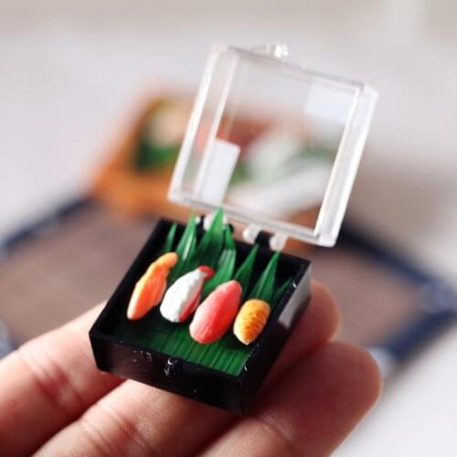 Miniature Dollhouse Food 1/12 Scale Mini Sushi Transparent Bento Box Play Foodfor Barbies BJD Doll Kitchen Accessories Toy