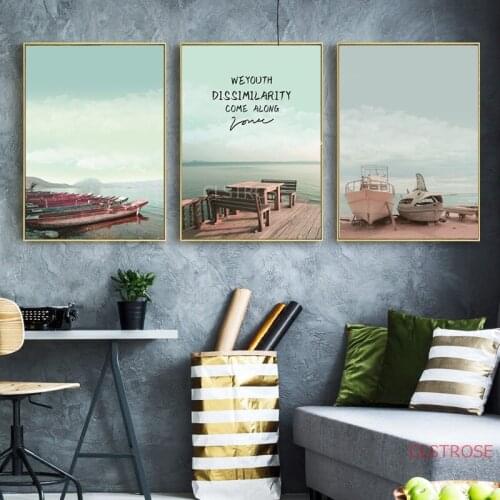 Minimalist Seascape Poster Popular Nordic Home Decoration Art Seaside Landscape Canvas Painting Wall Pictures For Living Room