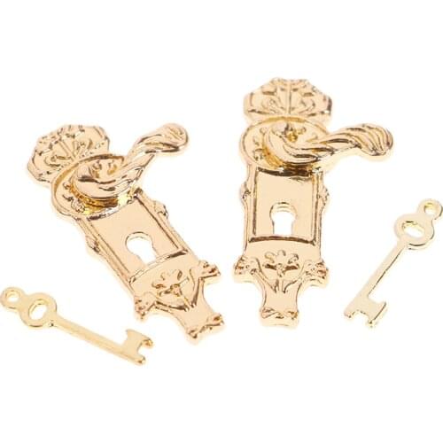 Set of 4 Dolls House Miniature Door Lock with Keys for 1/12 Dollhouse Furniture DIY Accessories Children Furniture Toys