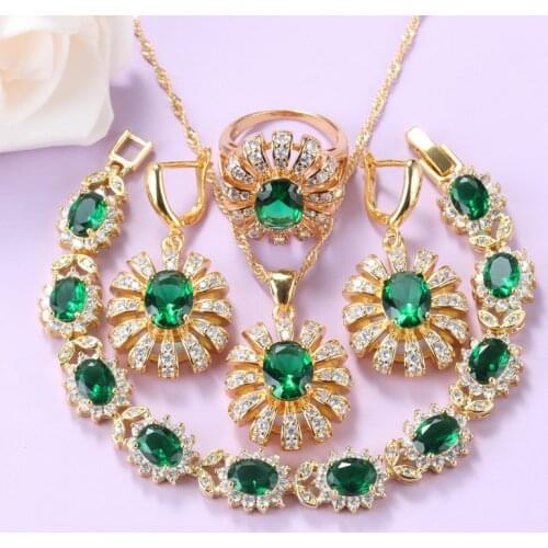 New Trendy BIG Jewelry Sets For Women Dubai Gold-Color Bridal Accessories Bracelet And Ring 7-Colors African Jewelry