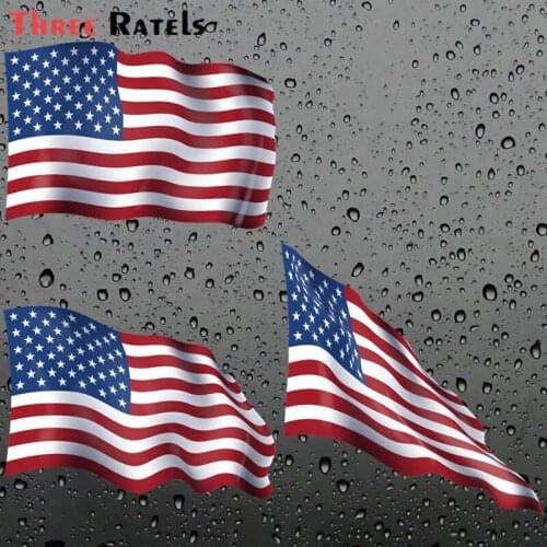 Three Ratels F48 Waving USA Flag Pvc Stickers For Luggage Laptop Skateboard Motorcycle Bike Bedroom Car